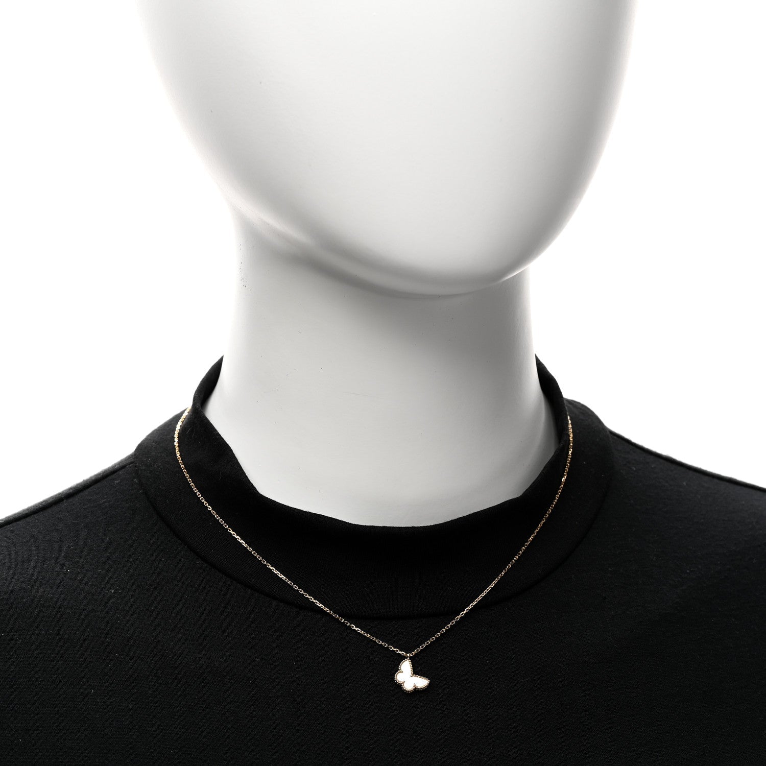 (代金引換)18K イエローゴールド マザーオブパール スウィート アルハンブラ バタフライ ペンダント ネックレス