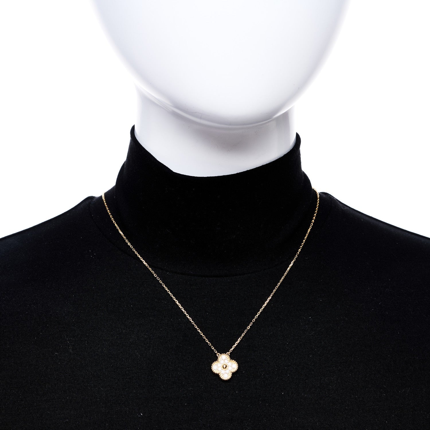 (代金引換)18K イエローゴールド ダイヤモンド ヴィンテージ アルハンブラ ペンダント ネックレス