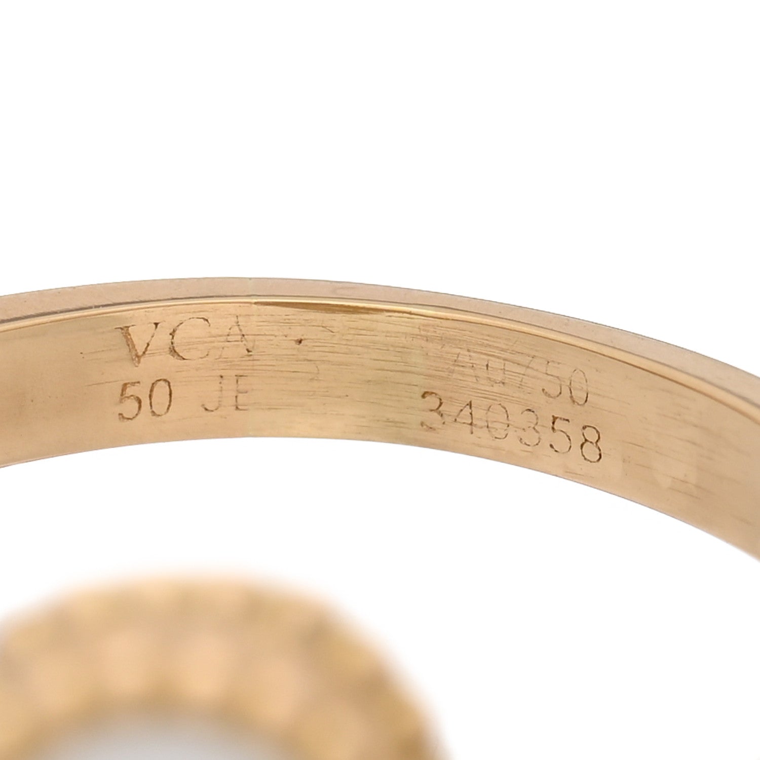 (代金引換)18K イエローゴールド ダイヤモンド マザーオブパール ヴィンテージ アルハンブラ リング 53 6.25