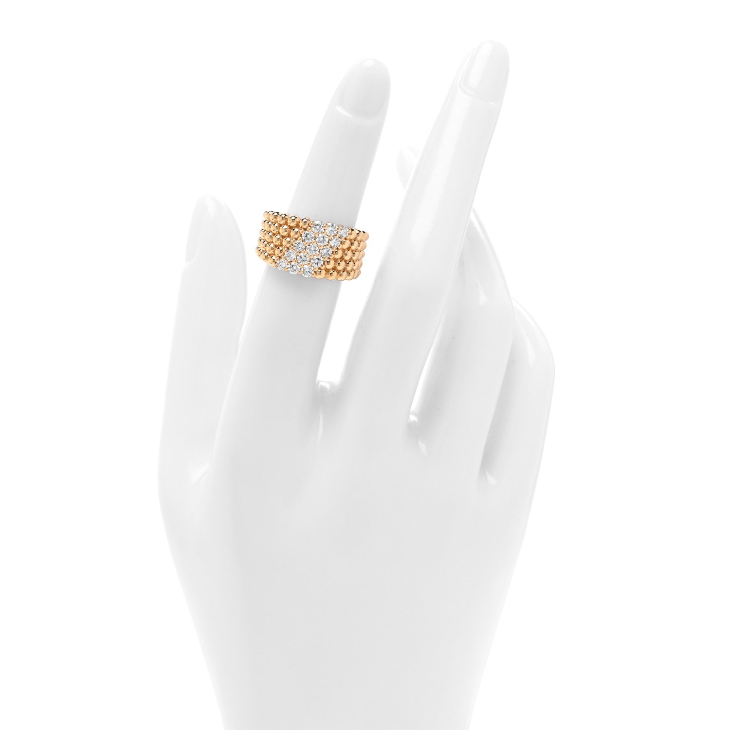 (代金引換)18K イエローゴールド ダイヤモンド ペルレ 5列 リング 49 (5号)