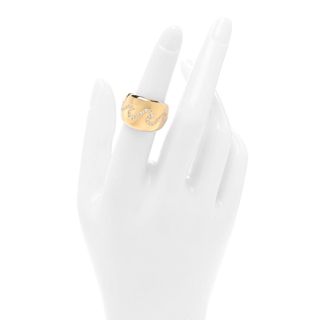 (代金引換)18K イエローゴールド ダイヤモンド ウェーブ リング 52 (6号)